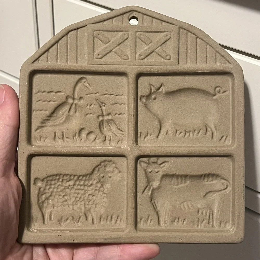 1994 Pampered Chef Farmyard Friends‎ Cookie Mold Stoneware Shortbread